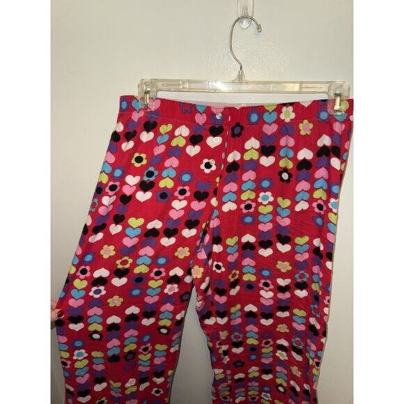 Vintage Victorias Secret Fleece Pajama Set Women Medium Red Heart Cotton Y2K 90s - Picture 5 of 6